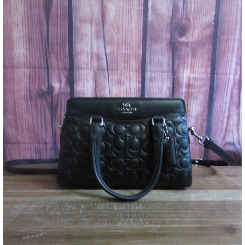 Coach Mini Darcie Carryall Black Brown Nappa Leather Crossbody Bag CM050‎ - Picture 2 of 11